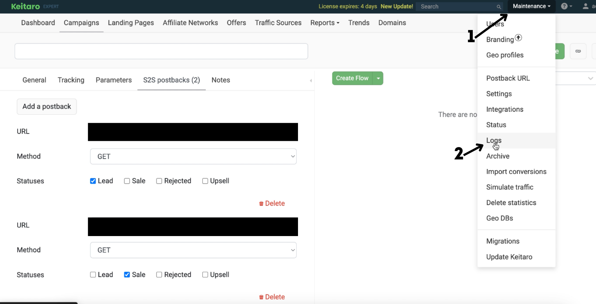 Keitaro - Postback status
