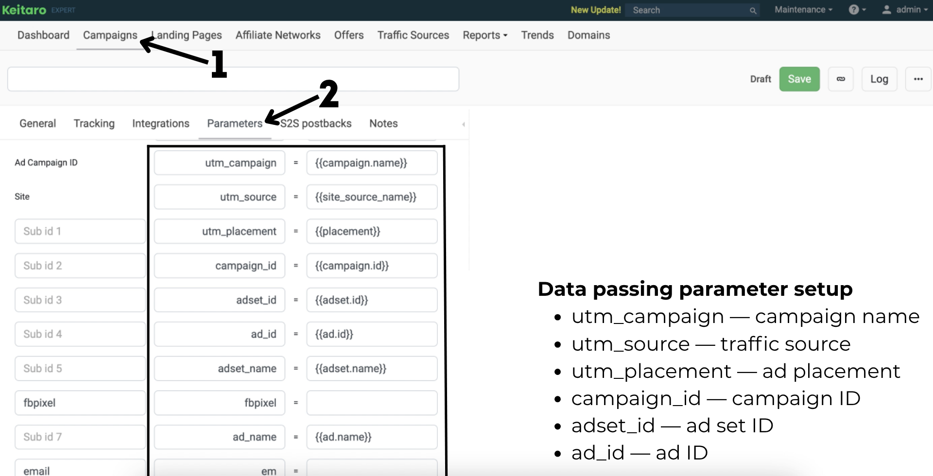 Keitaro - Parameters