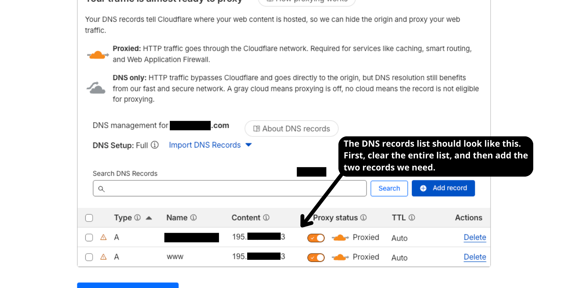 Cloudflare - DNS records