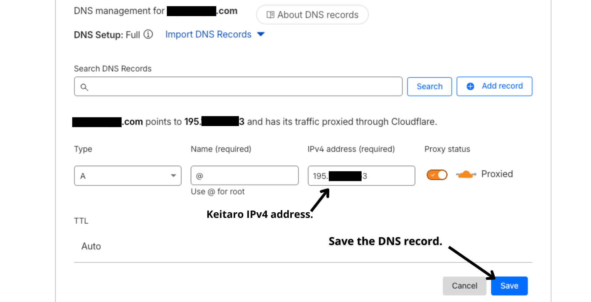 Cloudflare - A records